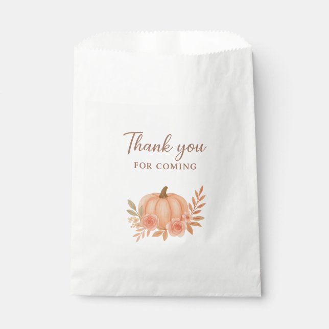 Pumpkin Floral Thank You For Coming Fall Favor Bag (Front)