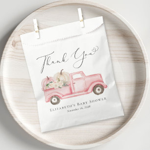 Pumpkin Floral Truck Baby Girl Shower Thank You Favour Bag