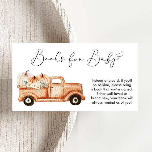 Pumpkin Floral Truck Books For Baby Shower Enclosure Card (Creator Uploaded)