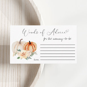 Pumpkin Floral Words Of Advice Baby Shower Enclosure Card