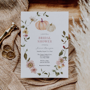 Pumpkin Floral Wreath Bridal Shower Invitation