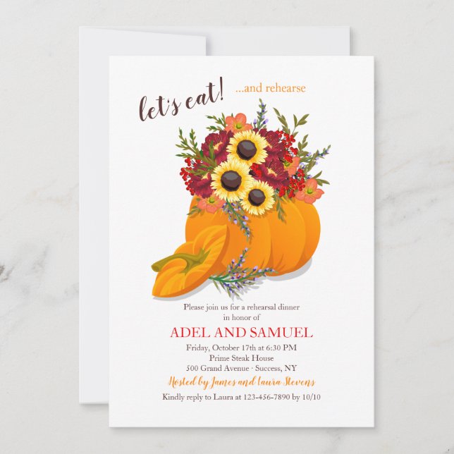 Pumpkin Flower Arrangement Invitation (Front)