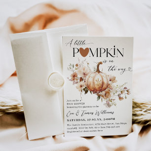 Pumpkin & Flower Boho Fall Baby Shower Invitation
