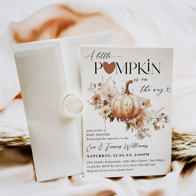 Pumpkin & Flower Boho Fall Baby Shower Invitation (Creator Uploaded)