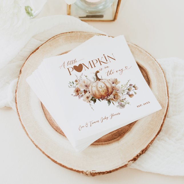Pumpkin & Flower Boho Fall Baby Shower Napkin (Creator Uploaded)
