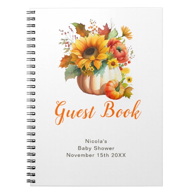 Pumpkin Flower Bouquet Baby Shower Guest Book (Front)