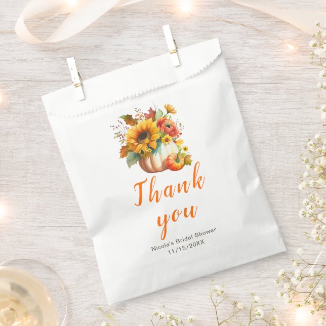 Pumpkin Flower Bouquet Bridal Shower Favour Bag (Clipped)