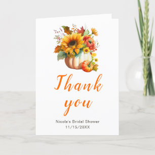 Pumpkin Flower Bouquet Bridal Shower Thank You Card