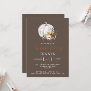 Pumpkin Flower Thanksgiving Dinner Invitation