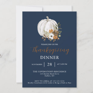 Pumpkin Flower Thanksgiving Dinner Invitation