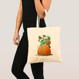 Pumpkin Flowers And Bees Tote Bag