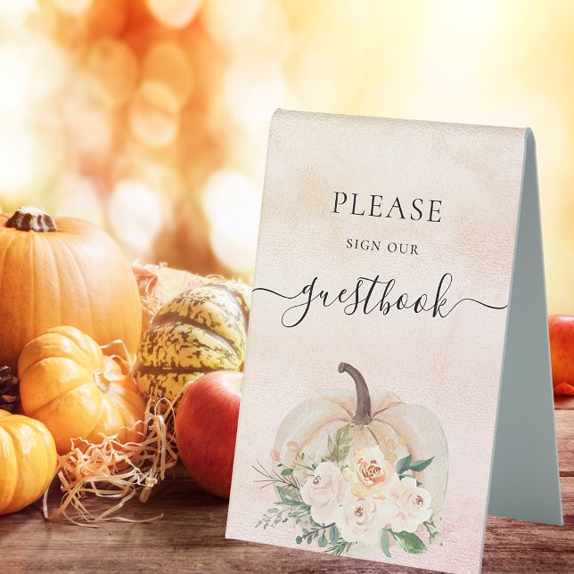 Pumpkin flowers fall wedding guest book sign (Creator Uploaded)