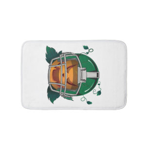 pumpkin football halloween bath mat