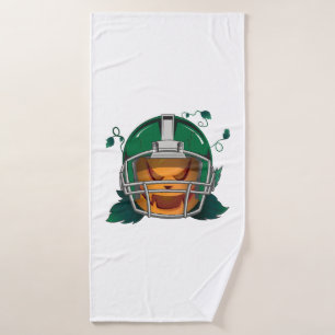 pumpkin football halloween bath towel