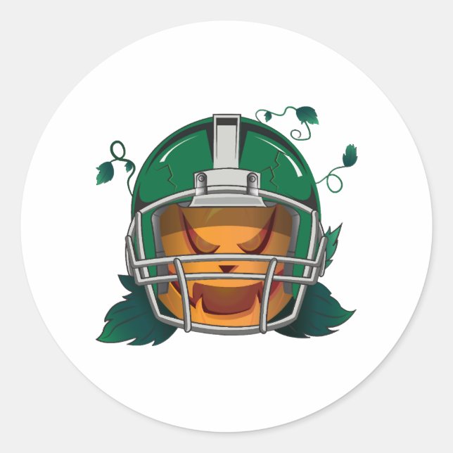 pumpkin football halloween classic round sticker (Front)