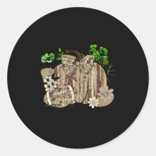 Pumpkin Football Western Retro Tis The Season Coun Classic Round Sticker
