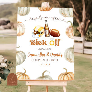 Pumpkin Footballs Couple Shower Welcome Sign