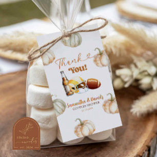Pumpkin Footballs Kick Off Couple Shower Favour Ta Gift Tags