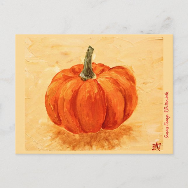 Pumpkin for Autumn, original art print Postcard (Front)