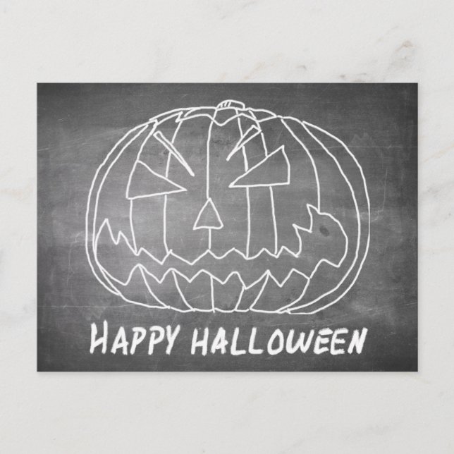 Pumpkin for Halloween 5 chalkboard look Holiday Postcard (Front)