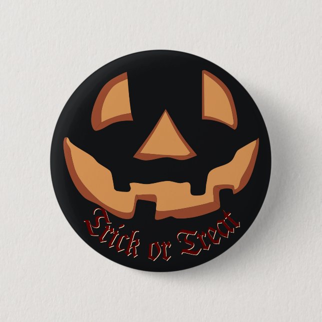 Pumpkin for Halloween in Black Button (Front)