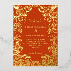 Pumpkin Frame Fall Wedding Burnt Orange & Gold