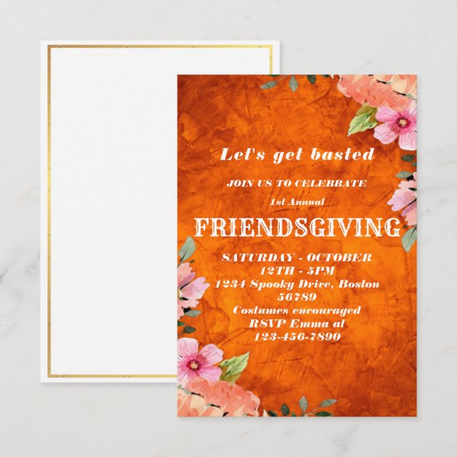 pumpkin friendsgiving dinner invitation (Front/Back)