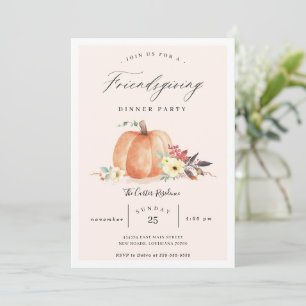 Pumpkin Friendsgiving Dinner Party Invitation