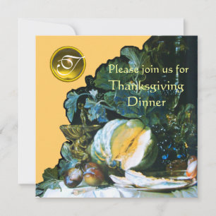 PUMPKIN ,FRUITS AND GLASSWARE Thanksgiving Dinner Invitation