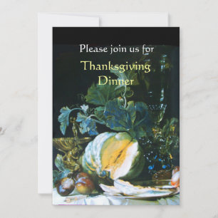 PUMPKIN , FRUITS AND GLASSWARE Thanksgiving Dinner Invitation