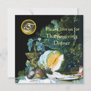 PUMPKIN ,FRUITS AND GLASSWARE Thanksgiving Dinner Invitation