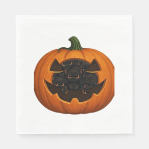 Pumpkin Full of Kittens - Cute Black Cat Halloween Napkin