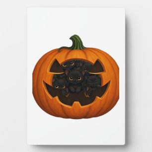 Pumpkin Full of Kittens - Cute Black Cat Halloween Plaque