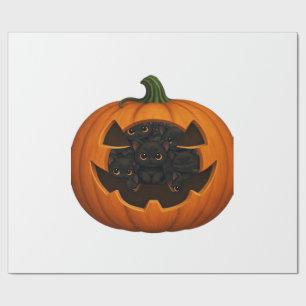 Pumpkin Full of Kittens - Cute Black Cat Halloween Wrapping Paper