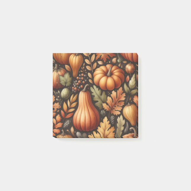 Pumpkin Fun Autumn Thanksgiving Orange Fall Leaves Post-it Notes (Front)