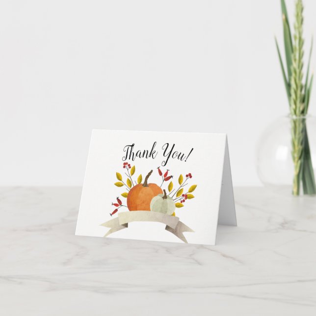 Pumpkin Fun/ Thanksgiving Wedding Thank You Card (Front)