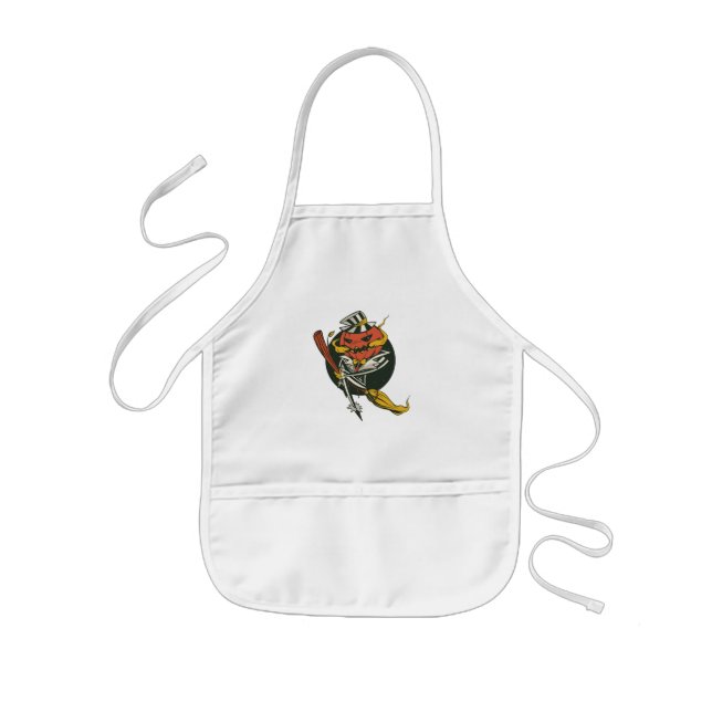 Pumpkin Funny Witch Halloween Design Kids Apron (Front)