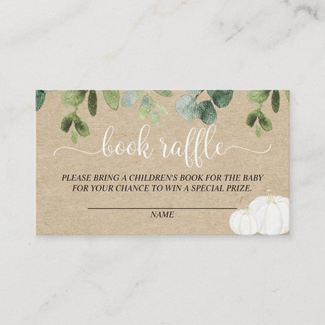 Pumpkin gender neutral fall book raffle cards (Front)