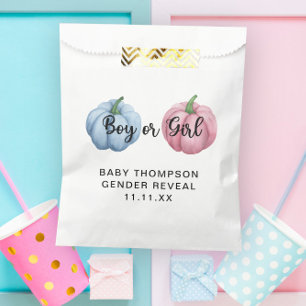 Pumpkin gender reveal favour bag