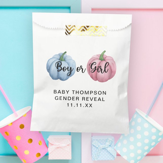 Pumpkin gender reveal favour bag (Creator Uploaded)