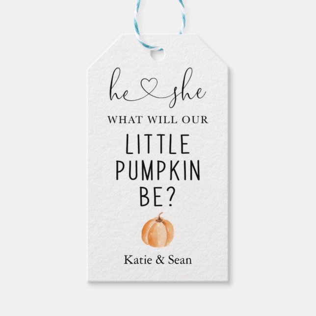Pumpkin Gender Reveal Favour Tag (Front)