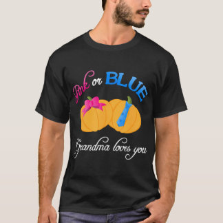 Pumpkin Gender Reveal Grandma Loves You Fall Theme T-Shirt
