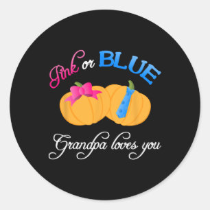 Pumpkin Gender Reveal Grandpa Loves You Fall Theme Classic Round Sticker