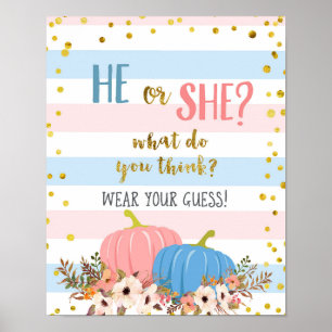 Pumpkin Gender Reveal Poster Wear Your Guess