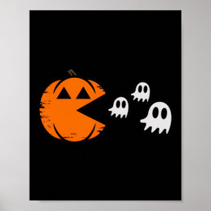 Pumpkin Ghost Gamer Arcade Halloween Game Lover Ki Poster