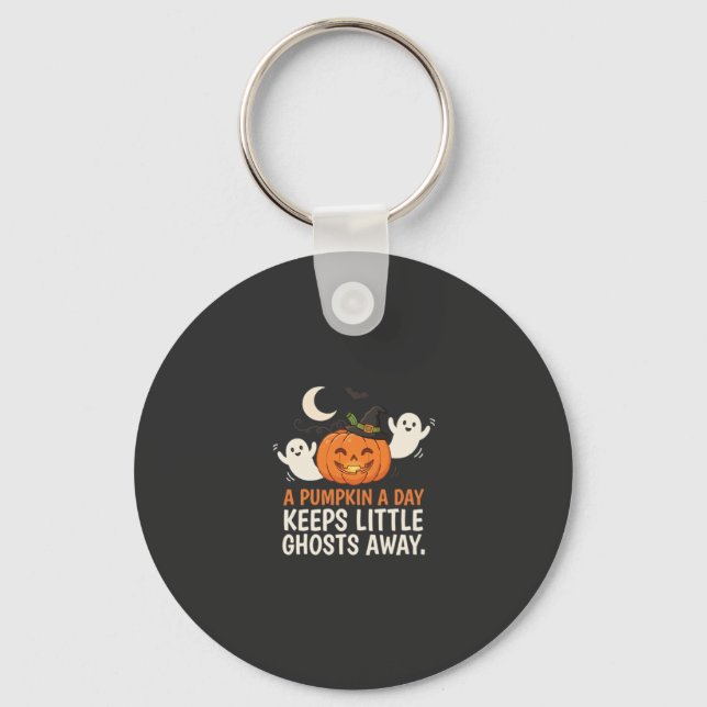 Pumpkin Ghost Halloween Quote Design_1 Key Ring (Front)