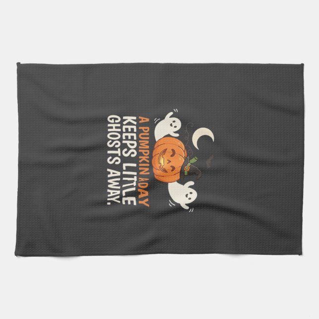 Pumpkin Ghost Halloween Quote Design_1 Tea Towel (Horizontal)