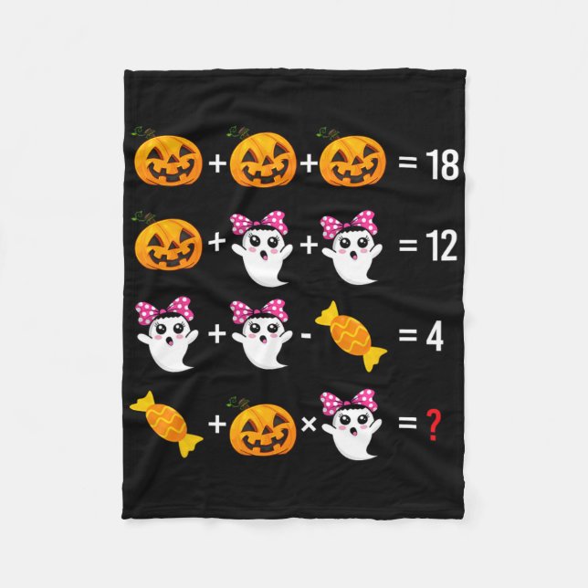 Pumpkin Ghost Mathematics Mathematics Halloween Cu Fleece Blanket (Front)