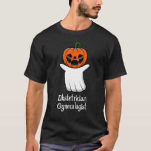 Pumpkin Ghost Obstetrician Gynaecologist Halloween T-Shirt