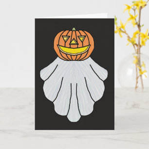 Pumpkin Ghost (single black) - Greeting Card